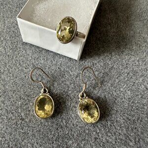Sterling silver citrine earing and ring set